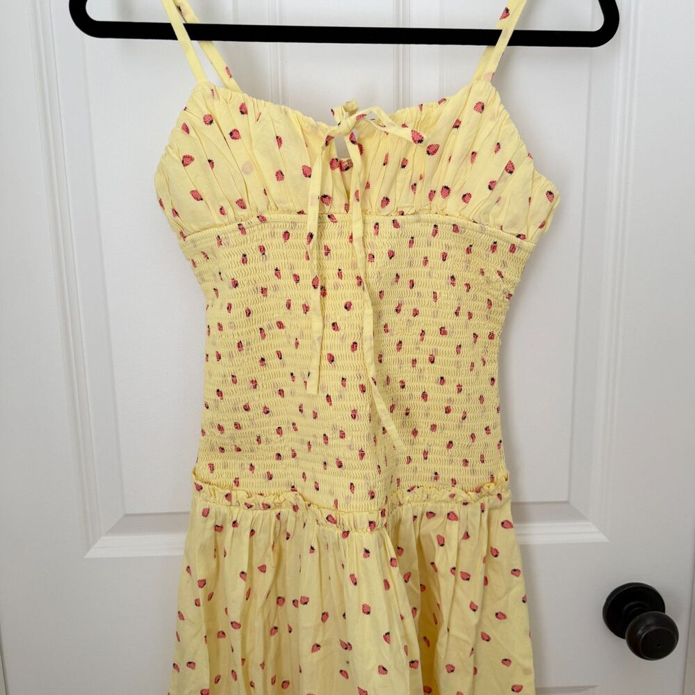 Free People Yellow Midi Dress with Red Floral Pattern - Picture 7 of 8